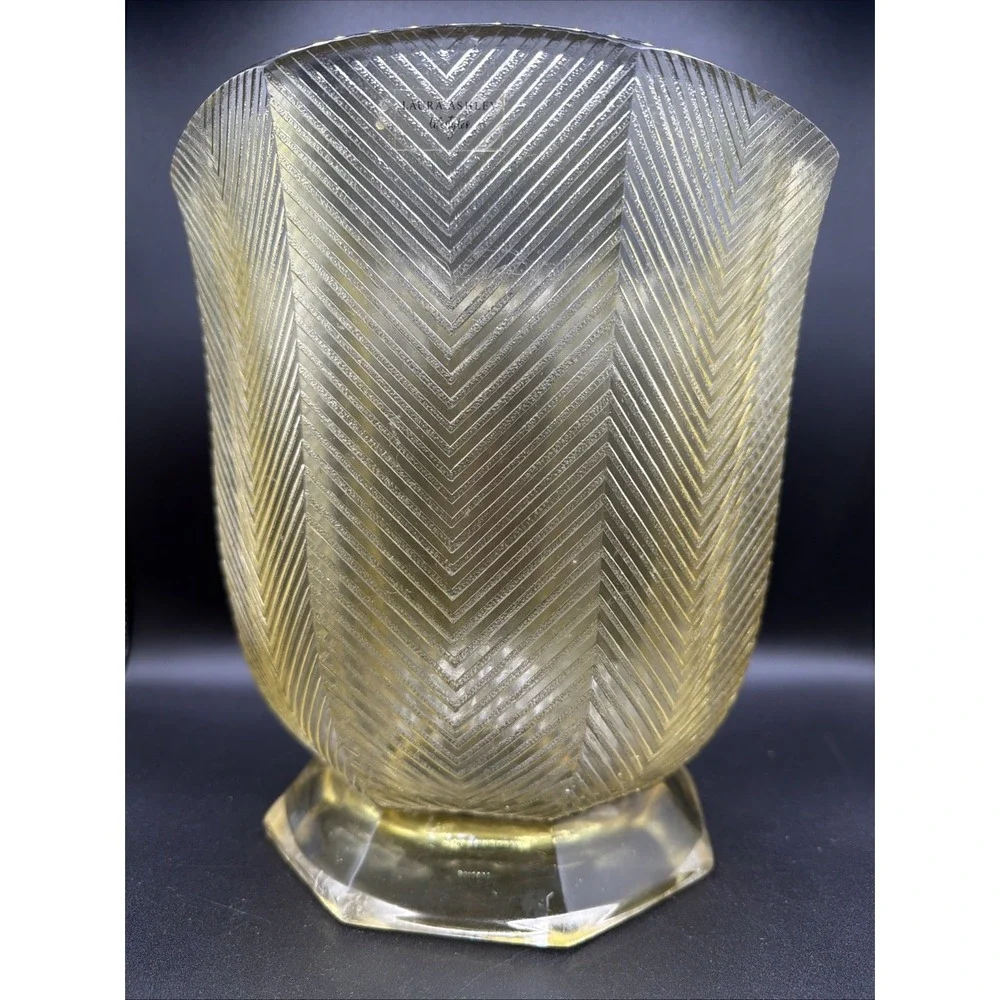 Laura Ashley Vintage Trash Can Chevron Pattern 9